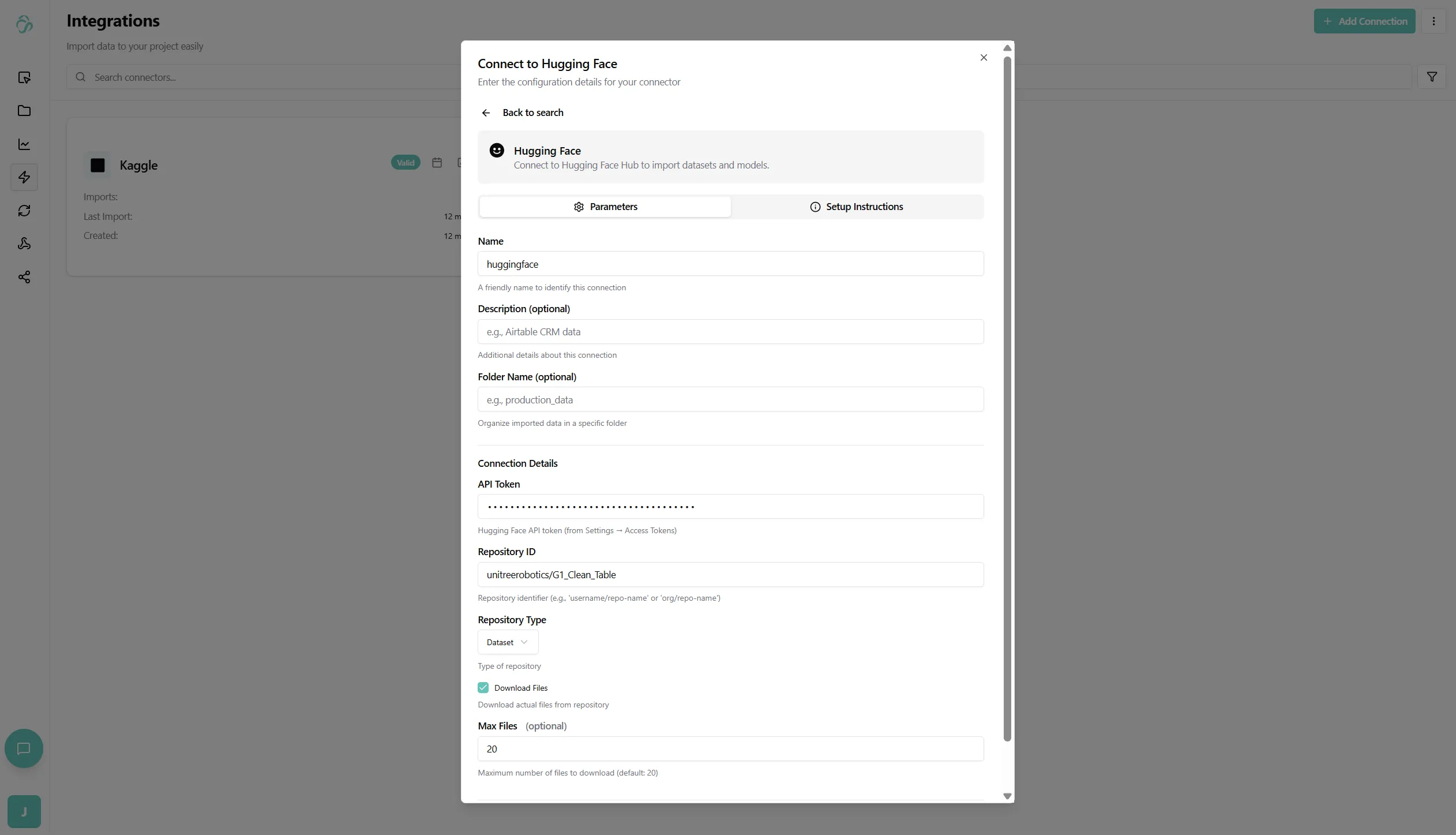Hugging Face Connector Configuration
