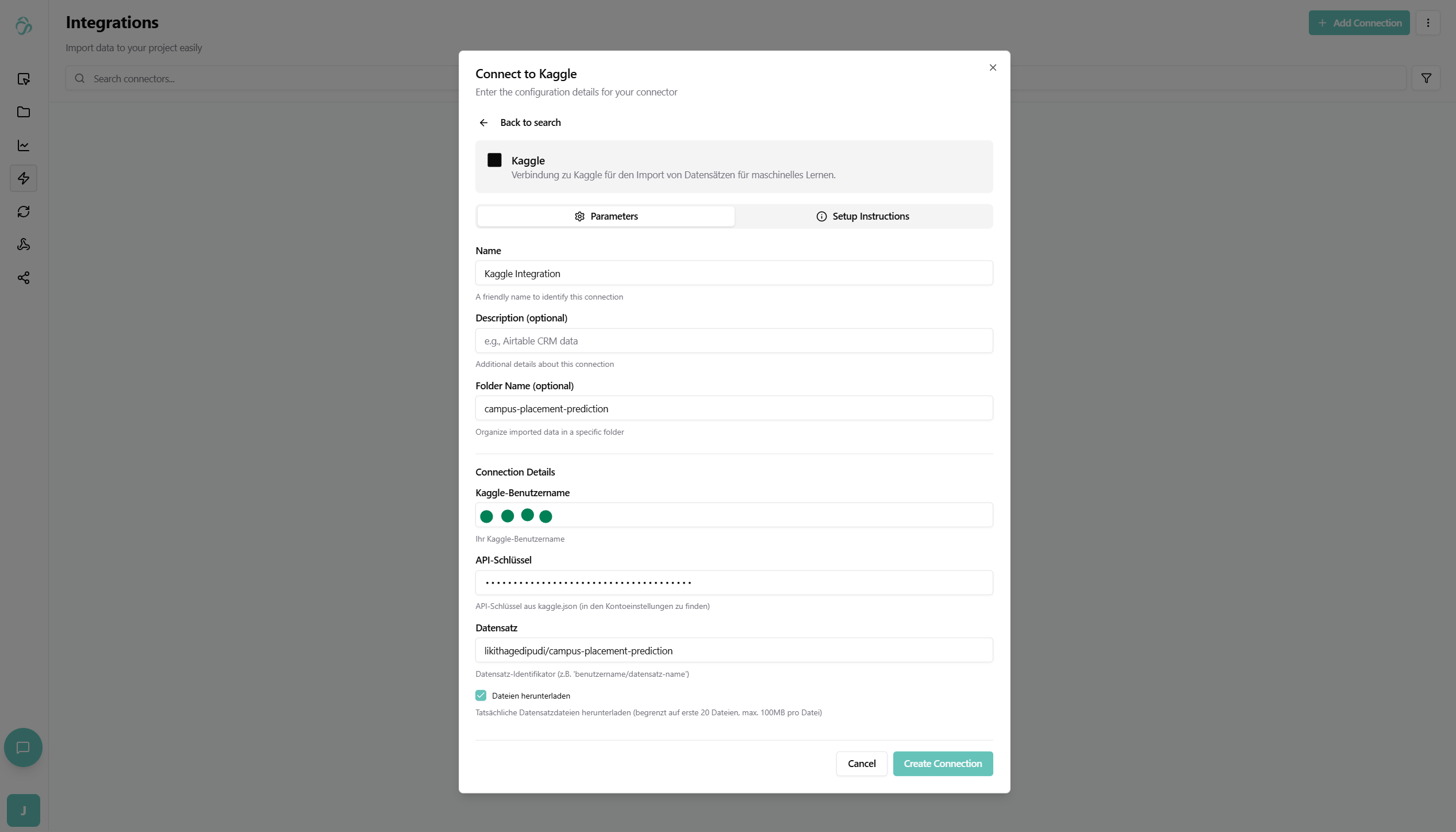 Kaggle Connector Filled In