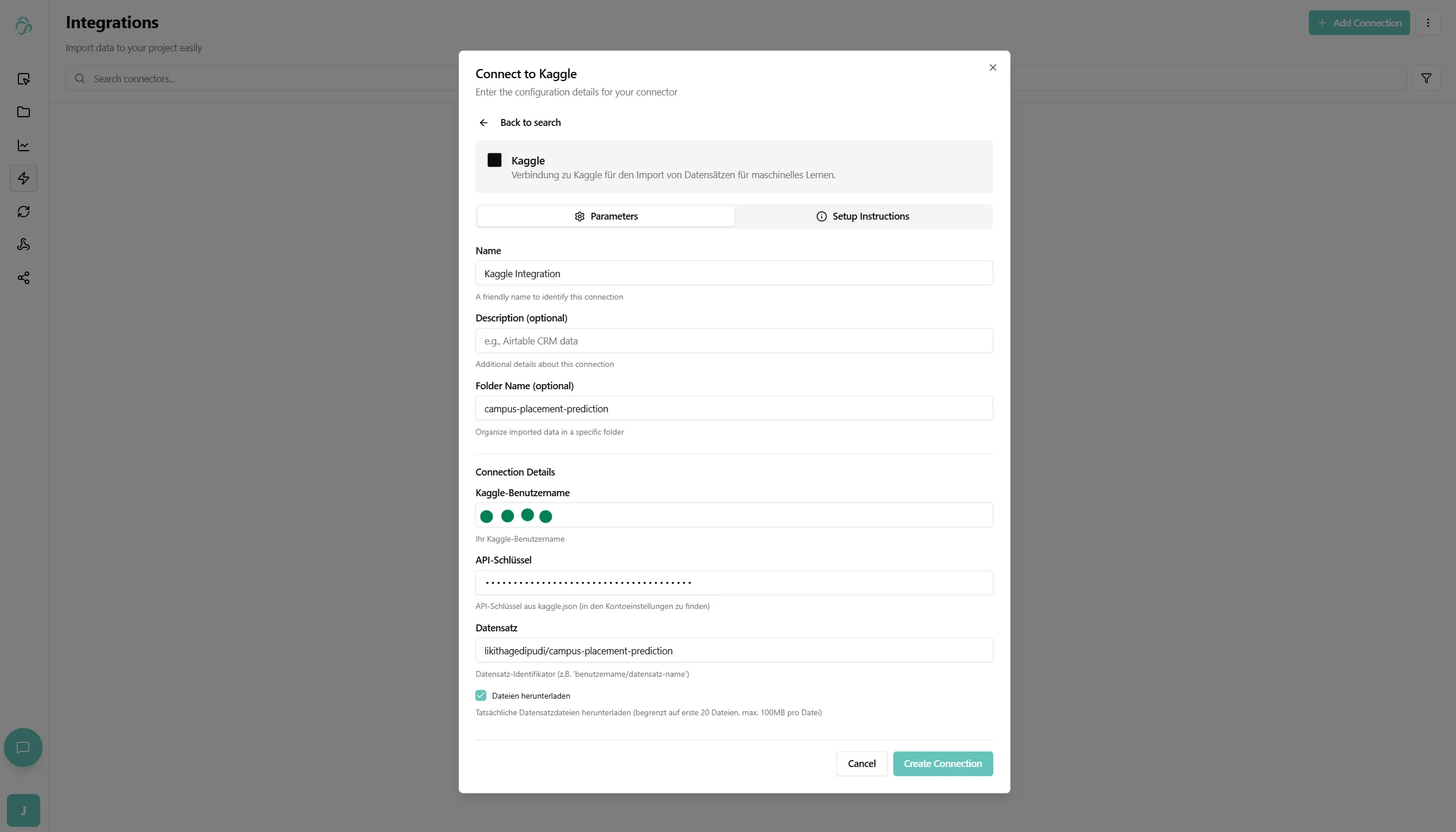 Kaggle Connector Filled In